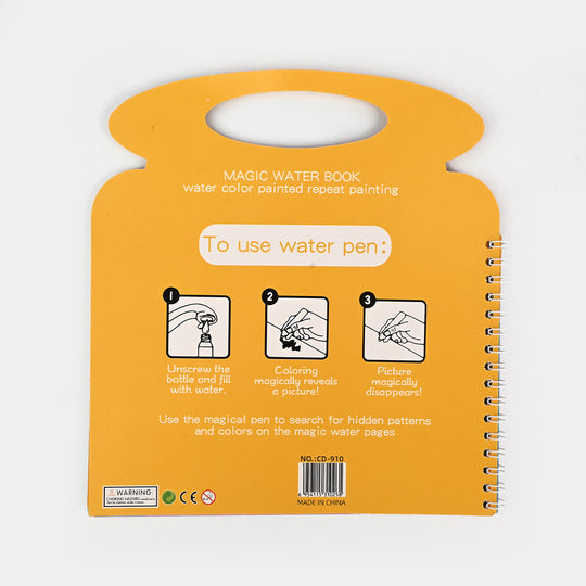 Yellow magic water book with instructions on a white background